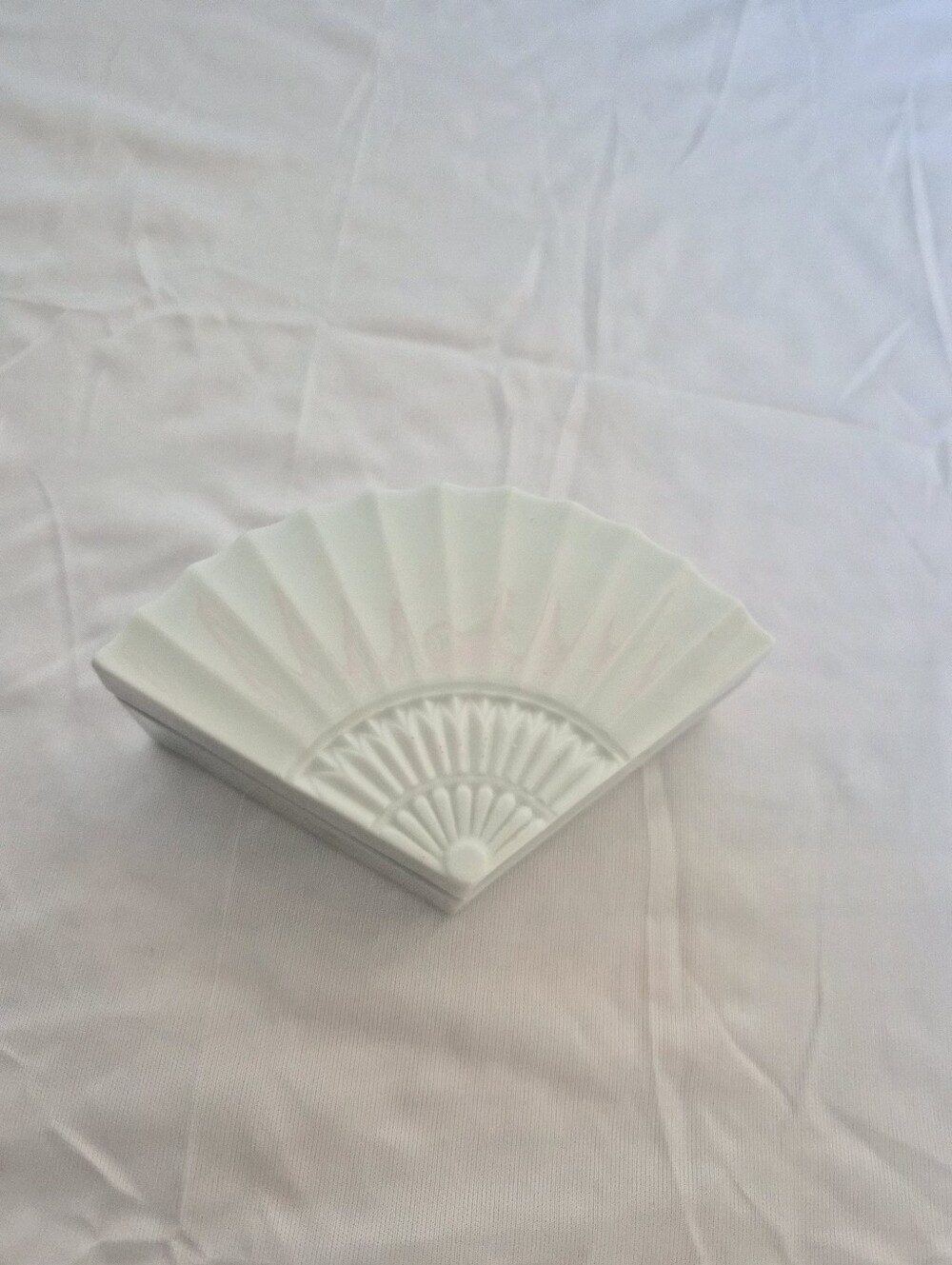 White Decorative Ceramic Fan Tray - Home Accents